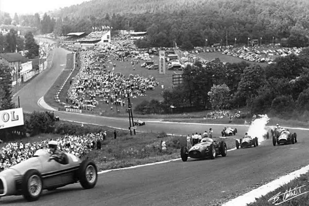 The 1954 Belgian Grand Prix at Circuit de Spa-Francorchamps.